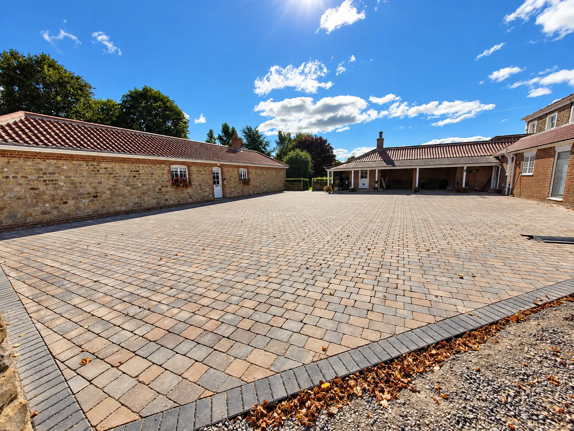 Block paved courtyard driveway