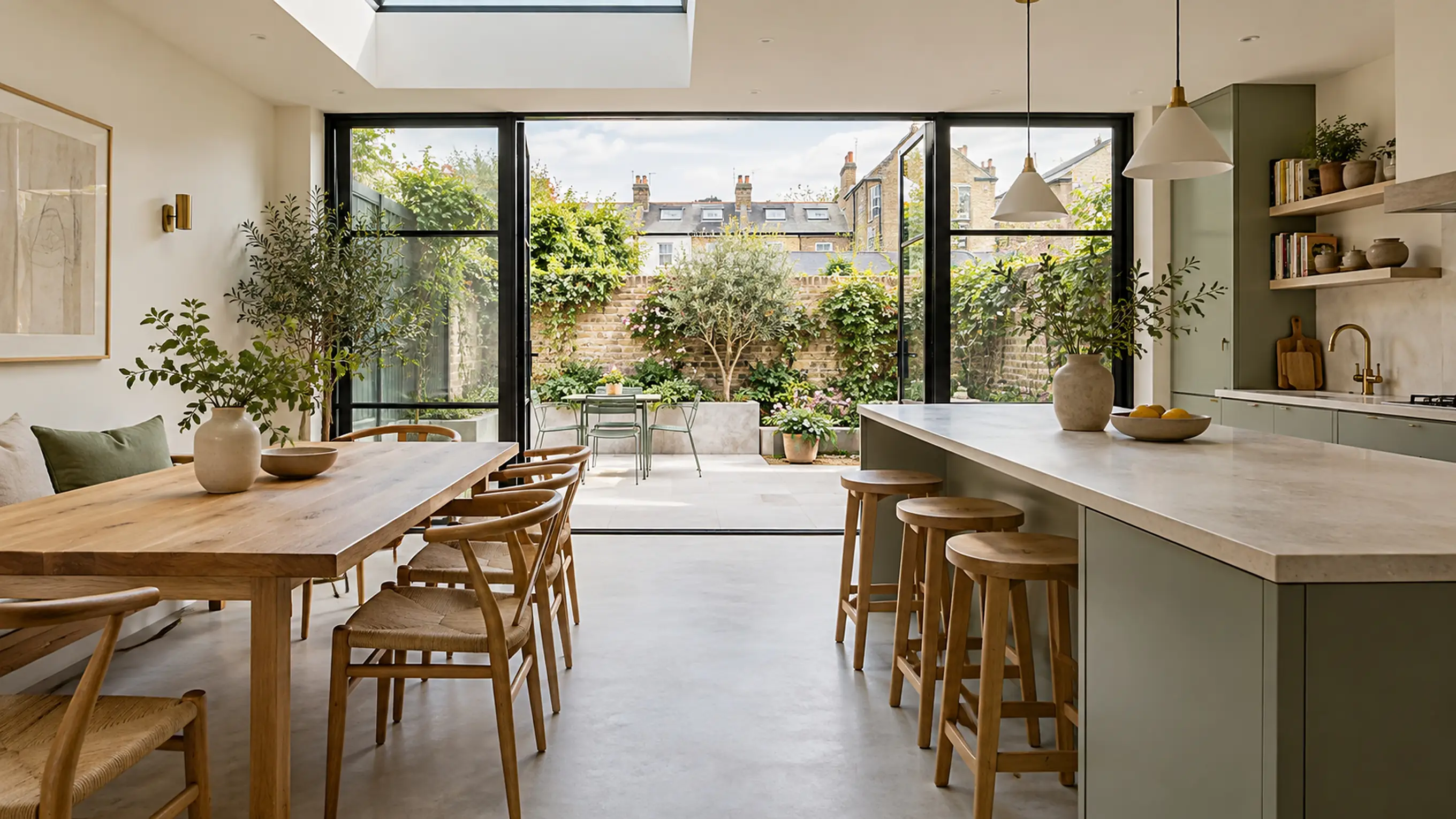 Kitchen extension with a rooflight and steel doors