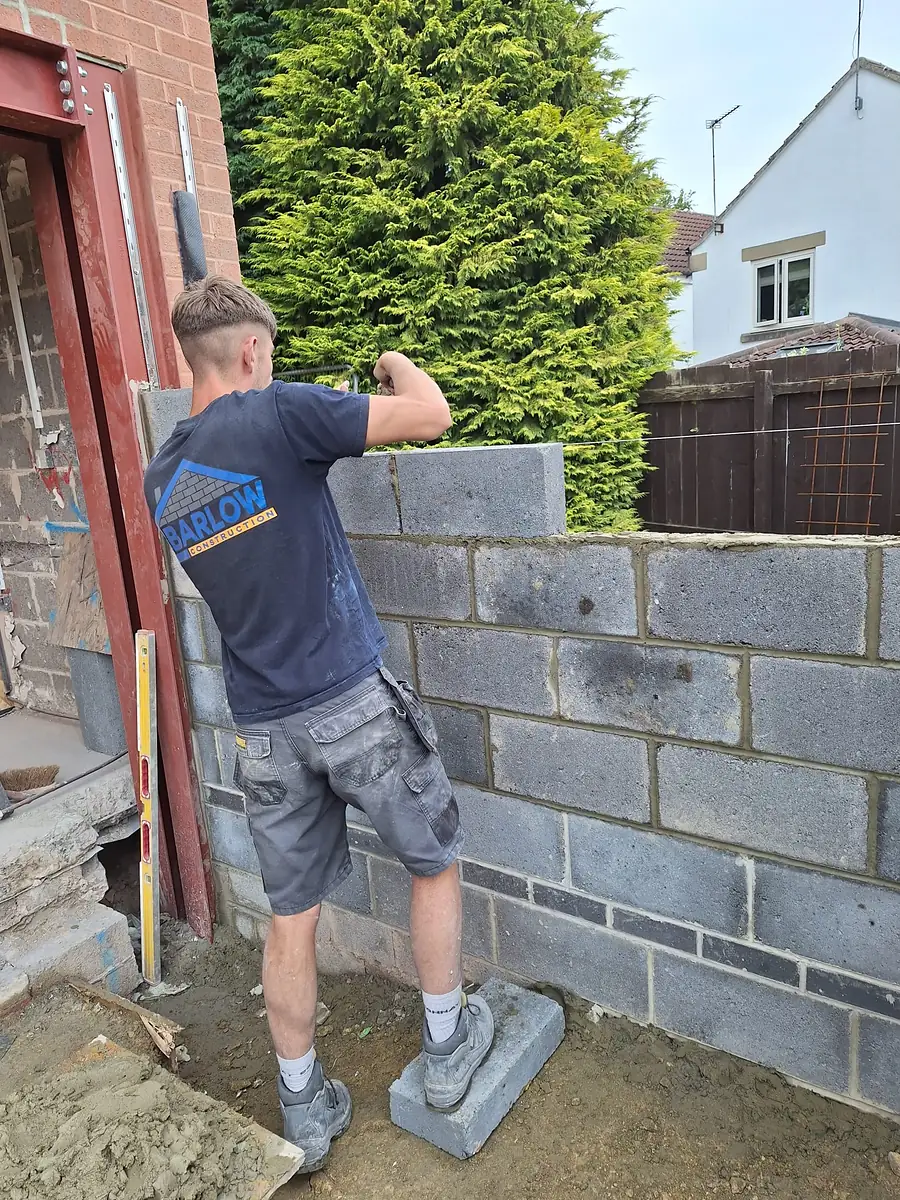 Laying blockwork on a new extension