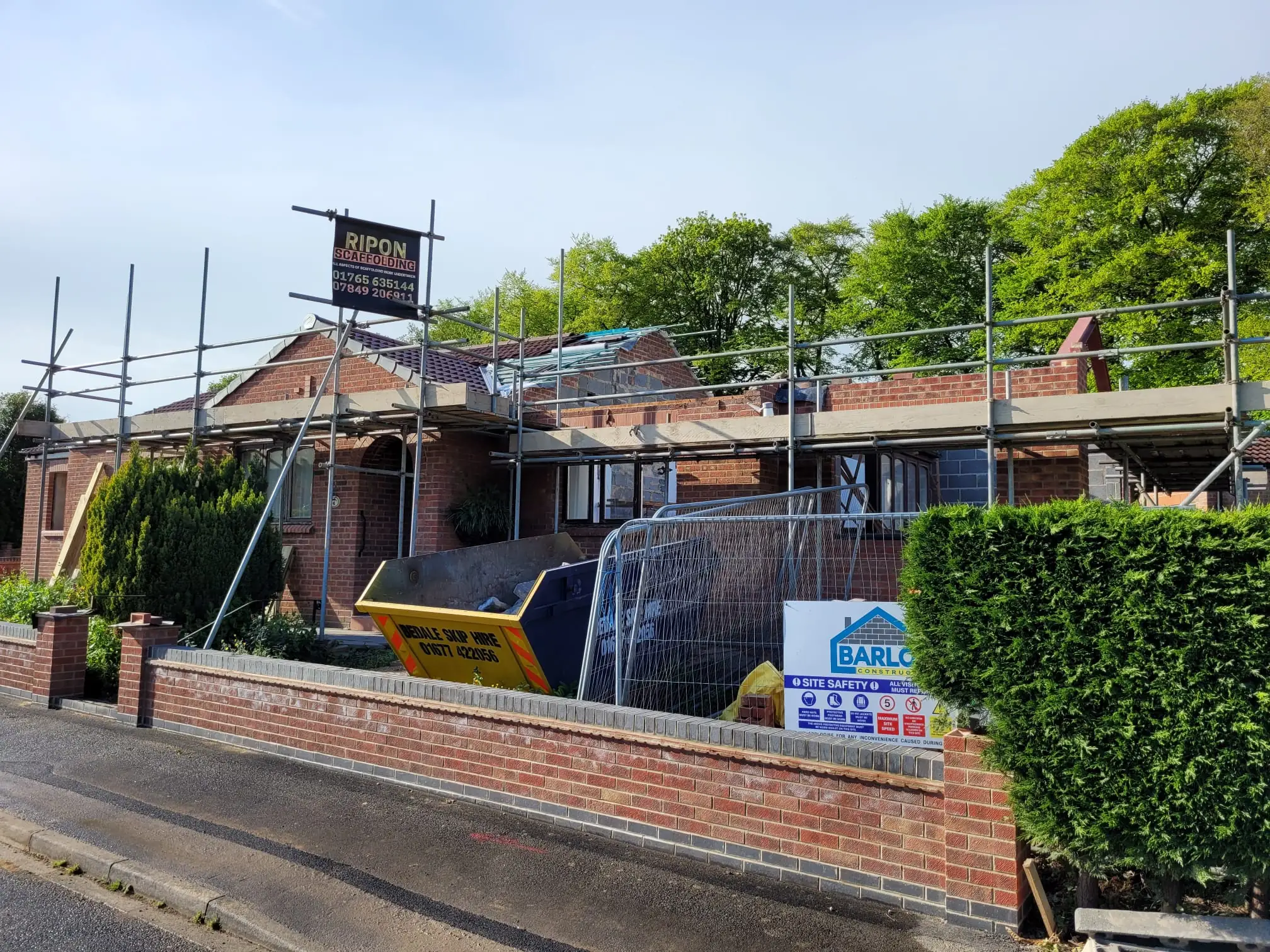 Mallorie Court under scaffold from the road