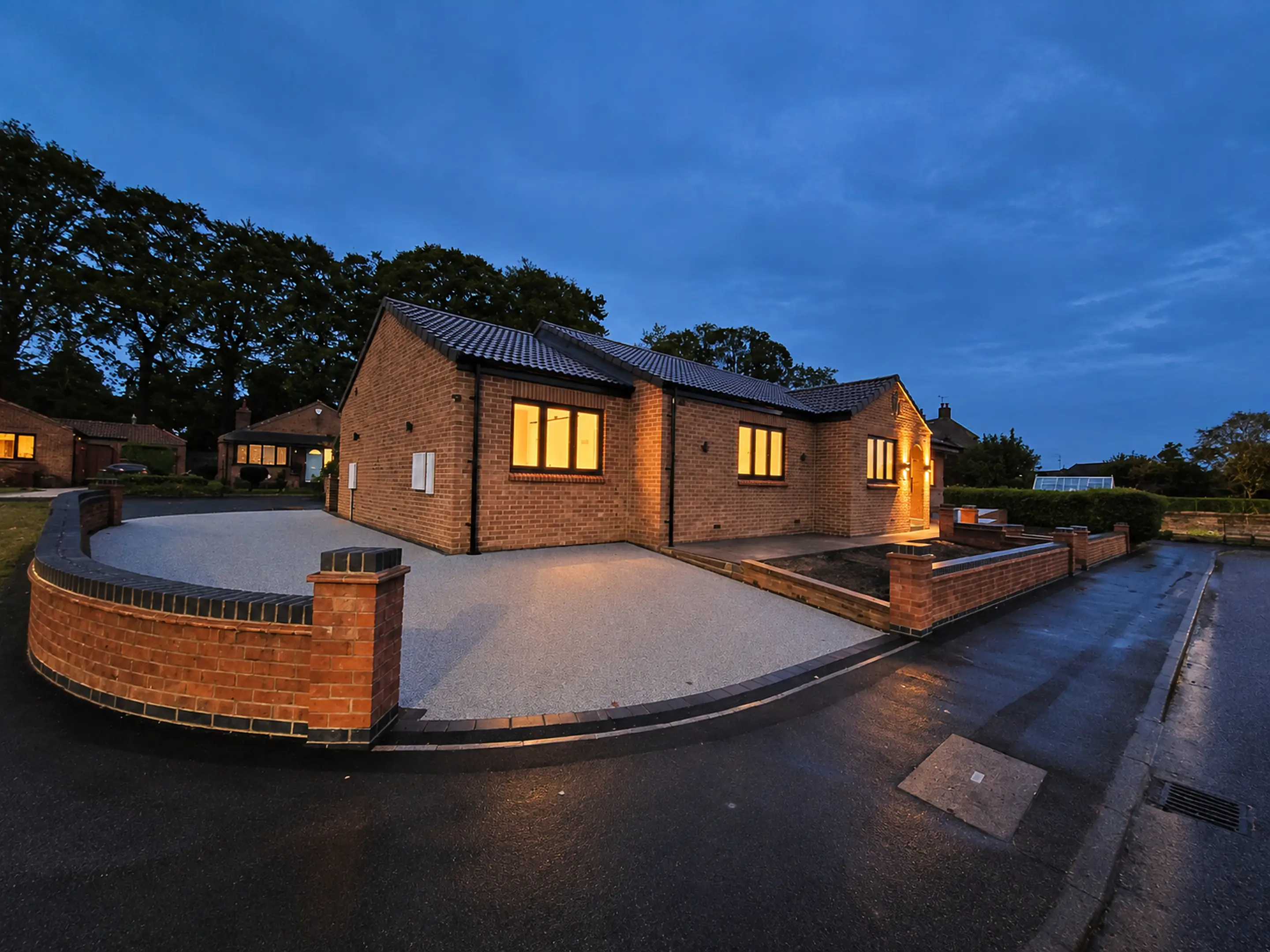 Mallorie Court bungalow at dusk