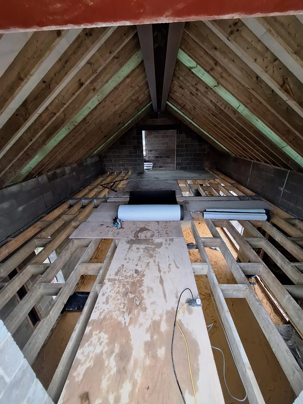 New floor joists in a loft