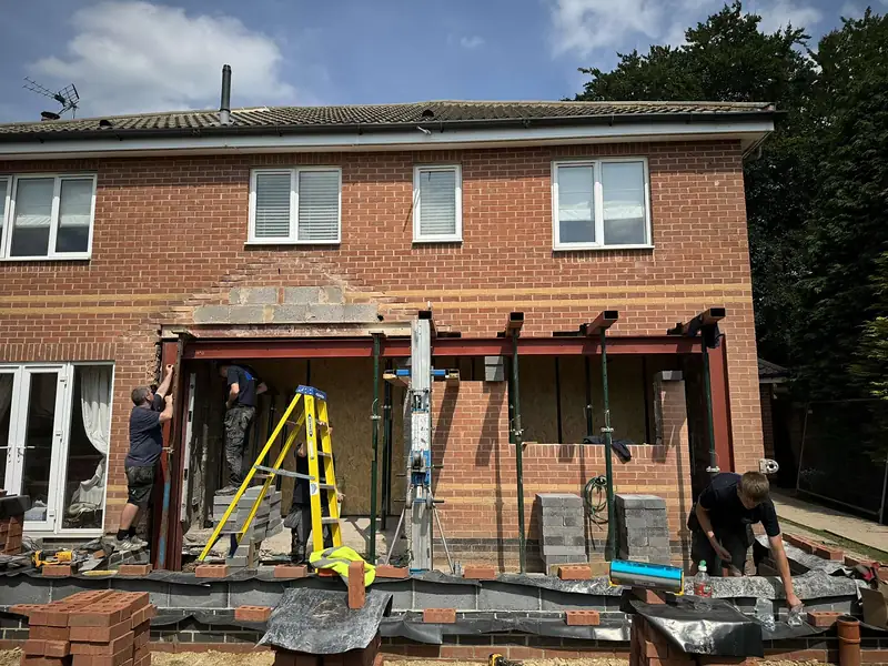 New steels going in across the back of the house