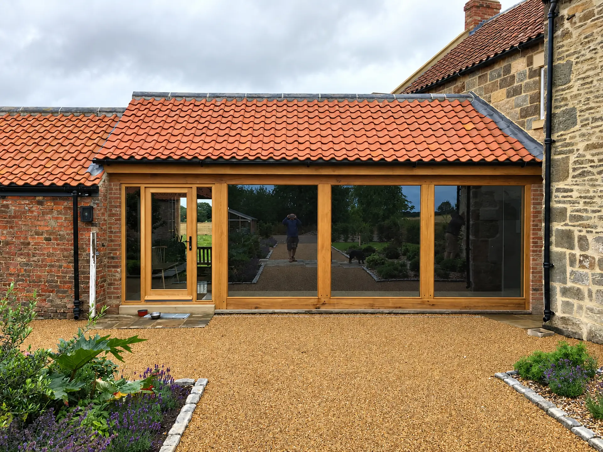 Oak framed garden room on a resin surround