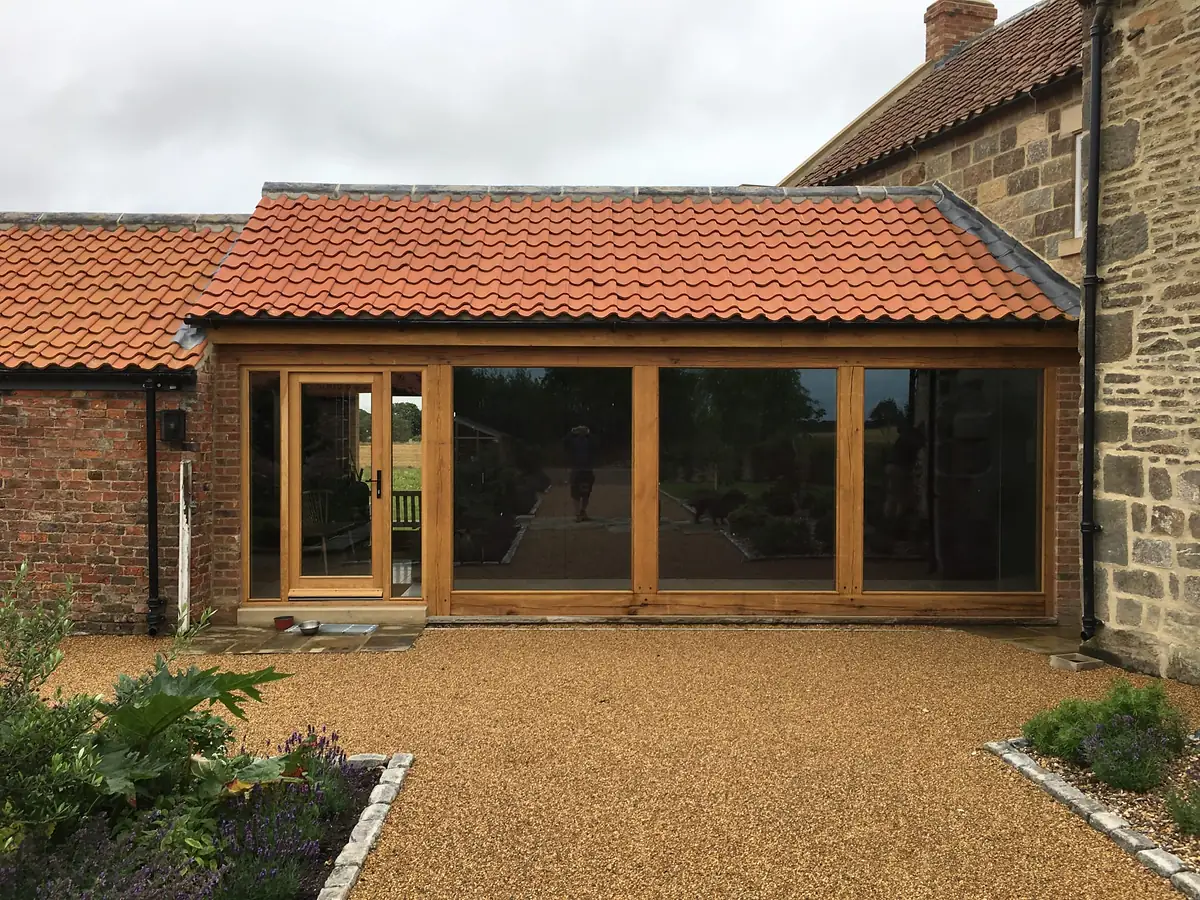 Oak framed garden room with a resin surround
