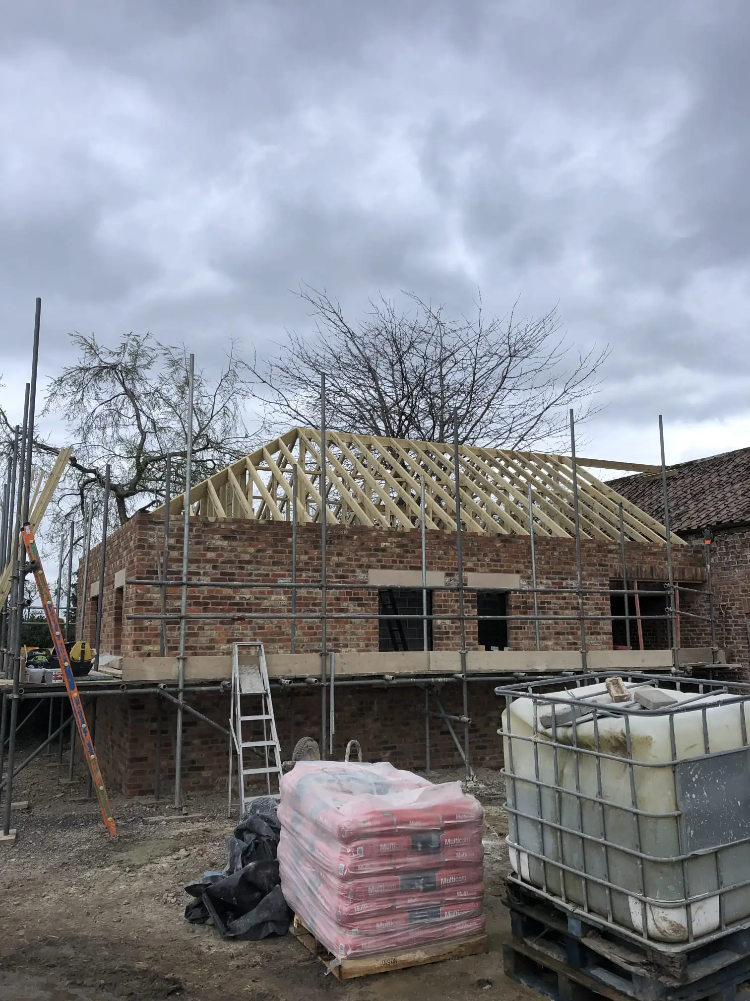 New build at the roof on stage