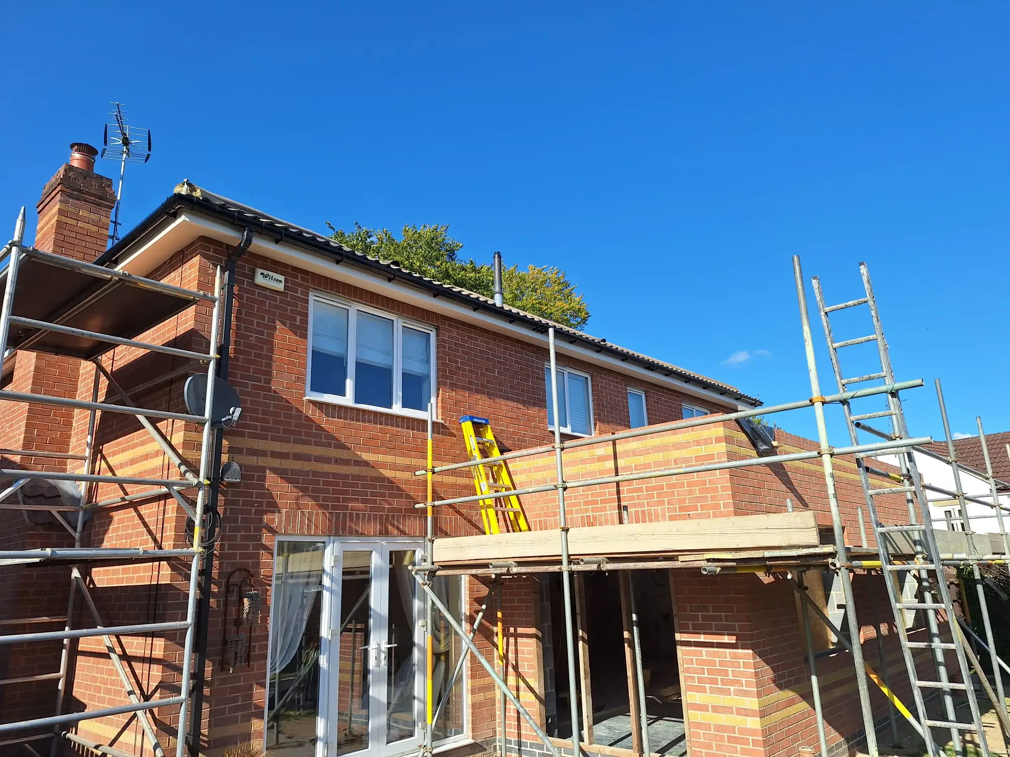 Scaffold up at the rear of the house