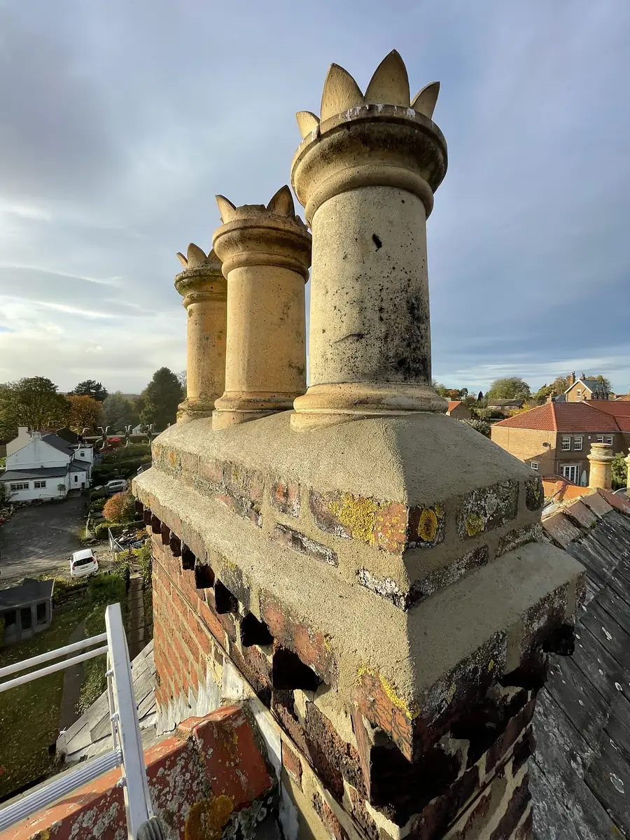 Stone chimney stacks on a period house